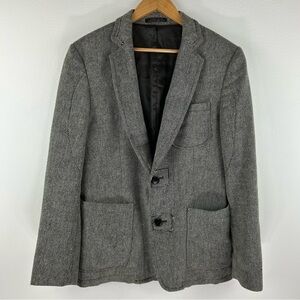 Zara Mens Two Button Herringbone Wool Blend Sport Coat. Size 40